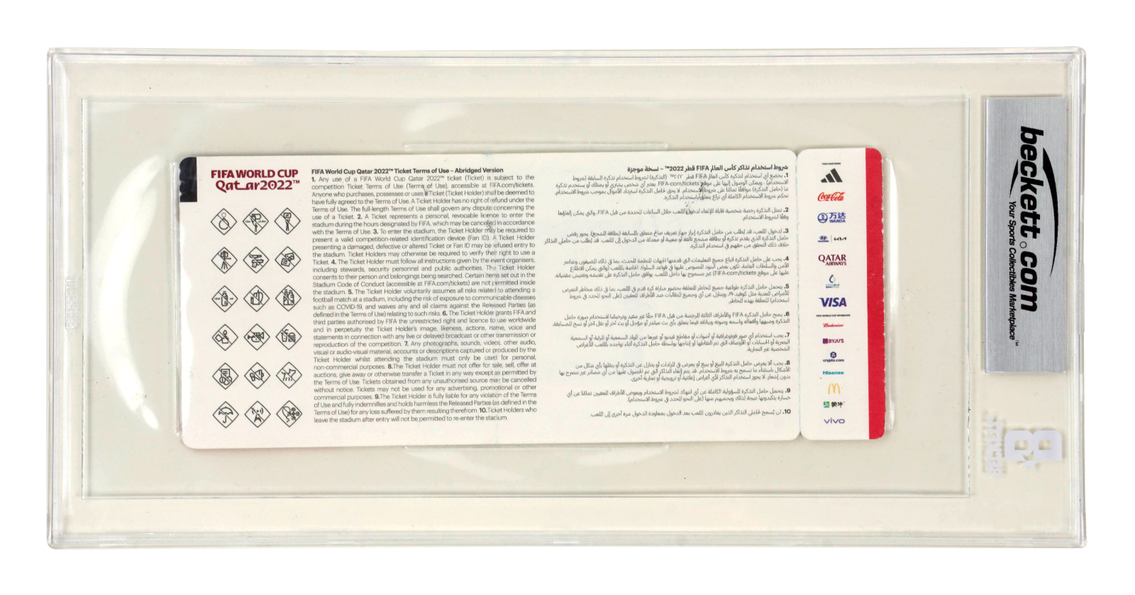 Vinicius Jr Signed 2022 FIFA World Cup Debut Match Ticket Inscribed – BGS 4